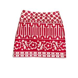 Milly Of‎ New York Women's Pink & White Floral Geometric Mini Skirt Sz 10